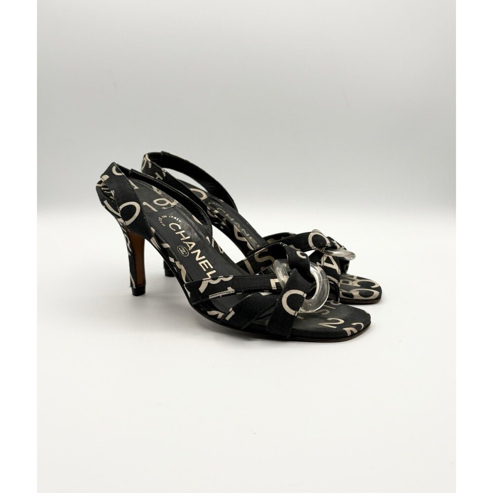 Chanel Black & White Rue Cambon Canvas Slingback Mules Vintage Y2K Size EU 36 - Picture 3 of 12